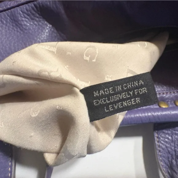 LEVENGER ST. TROPEZ DOUBLE POCKETS TWO WAY CROSSBODY BLUEish/  purple Tote EUC - Picture 7 of 14